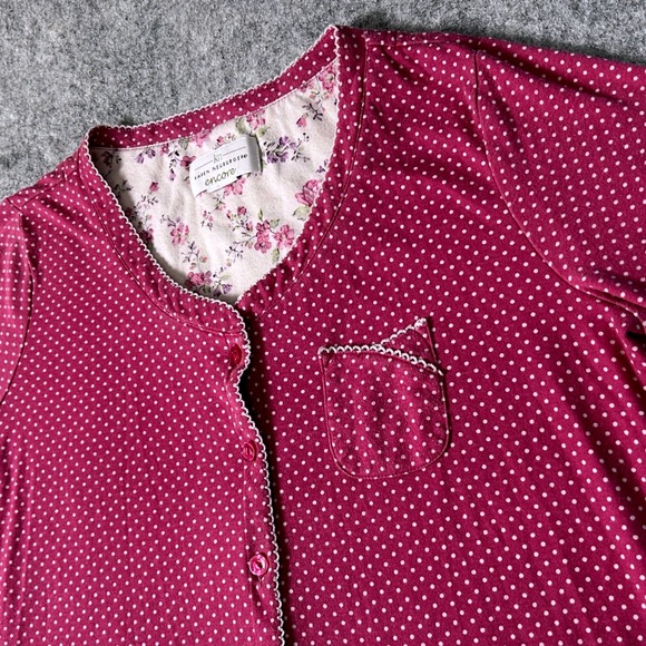 Karen Neuburger Encore Womens Cardigan Top Polka Dot Pink Floral Sleepwear M - Picture 1 of 9